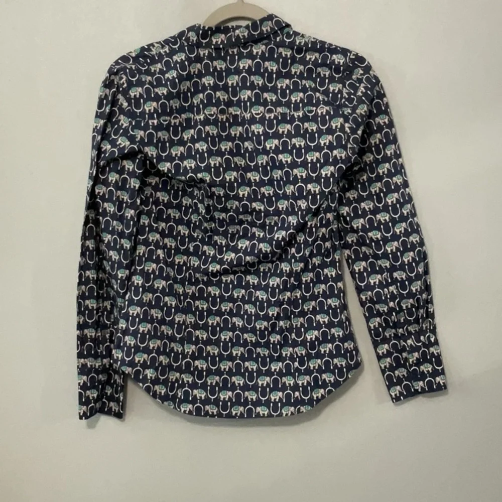 J. Crew Elephant Print Shirt‎ in Blue and Green